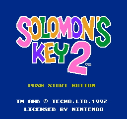 Solomon's Key 2 title screen for NES